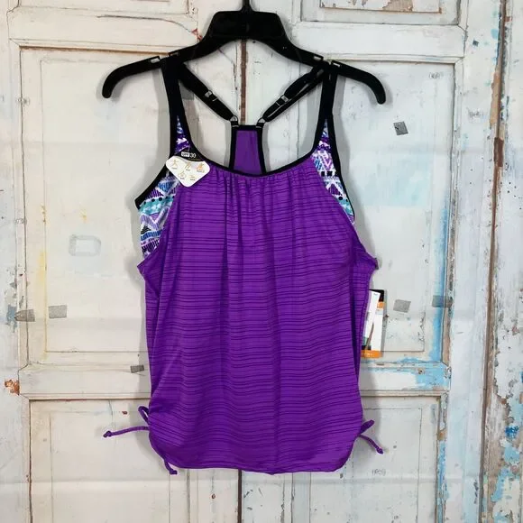 ZeroXposur Swim Zeroxposur Sun Smart Ruched 2in Tankini Swim